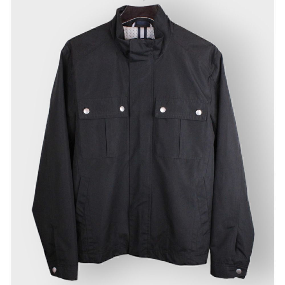 COLE HAAN Rain Jacket Solid Black Men's Size Small